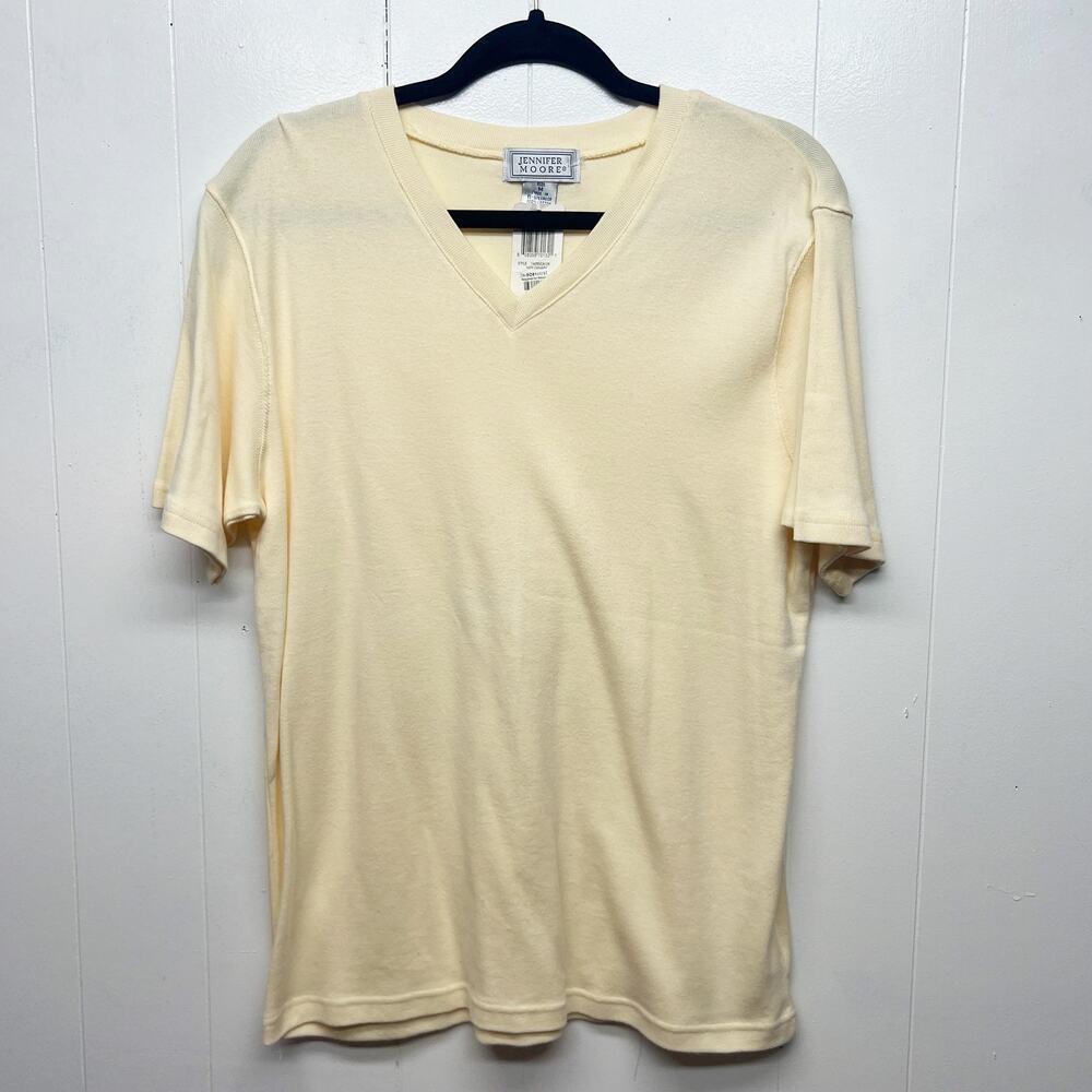 Vintage Jennifer Moore Sweater Womens M Cotton Butter Yellow Old Money Academia